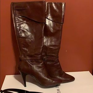 Nine West Cognac Brown Leather Boots